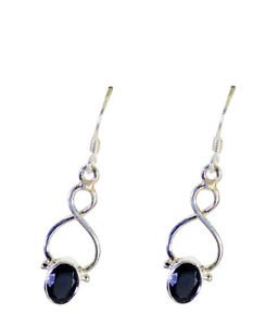 Riyo Black Onyx Quality Silver Jewelry Victorian Earrings L 1.2in Sebon-6016