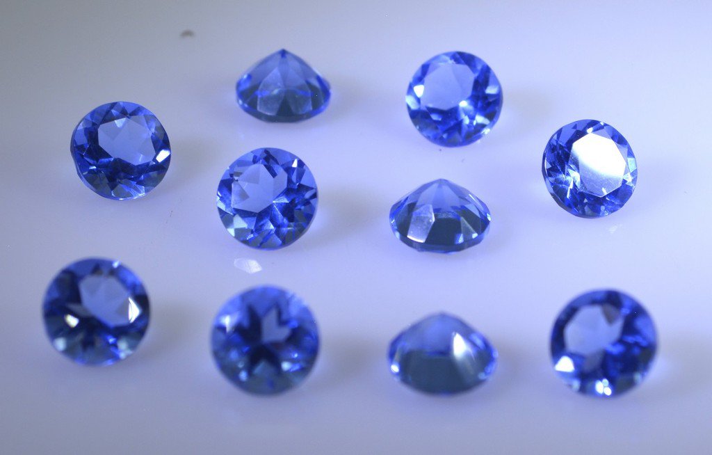 synthetic cubic zirconia Blue shappire cz loose gemstones 1 Pieces 7 x 7 mm Roun