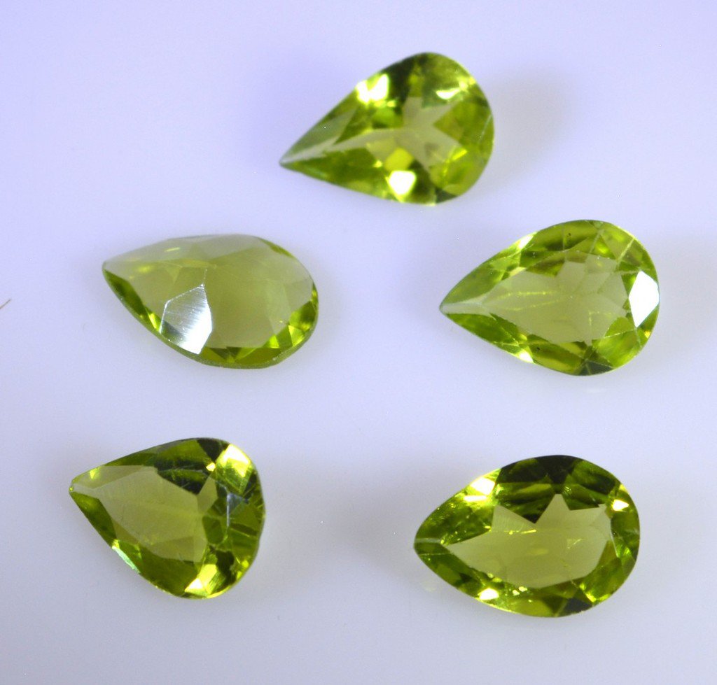 peridote loose Stone 1 Pieces 7 x 10 mm Pear Green faceted Gemstone
