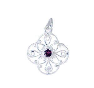 Riyo Garnet Heavy Silver Jewellery Birthstone Pendant L 1.2in Spgar-26063