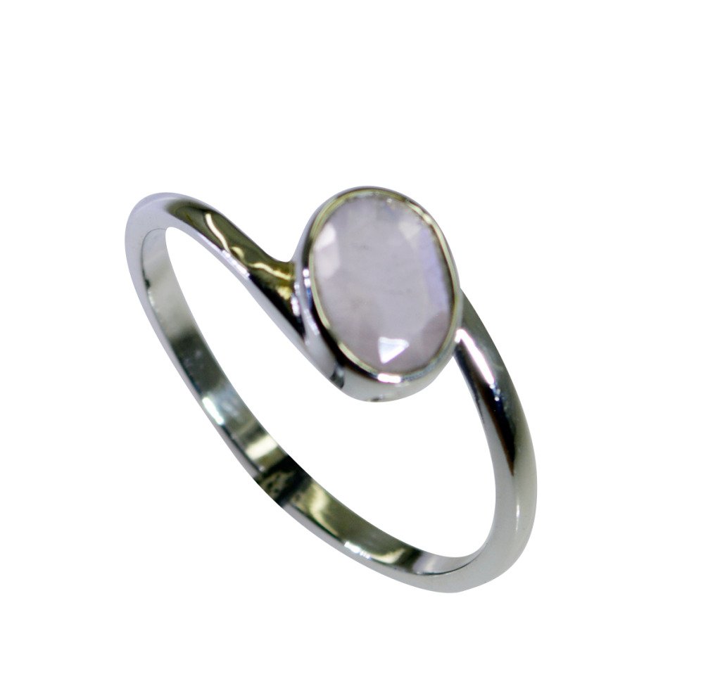 Riyo Rose Quartz Silver Jewelry With Stones Bridal Rings Sz 7 Srroq7-68017