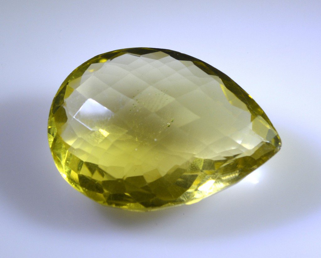lemon Quartz loose Stone 1 Pieces 25 x 33 mm Pear Yellow faceted Gemstone