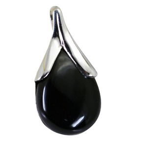 Riyo Black Onyx Silver Semi Precious Wedding Pendants L 1.5in Spbon-6017
