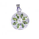 Riyo Peridot Silver Tone Jewelry Bow Pendants L 1in Spper-58022