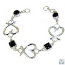 Riyo Black Onyx Contemporary Designers Silver Cuff Bracelet L 7.5in Sbrabon-6013