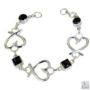Riyo Black Onyx Contemporary Designers Silver Cuff Bracelet L 7.5in Sbrabon-6013