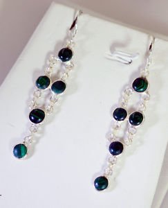 Riyo Malachite 925 Silver Chandelier Earrings L 1in Semal-48020