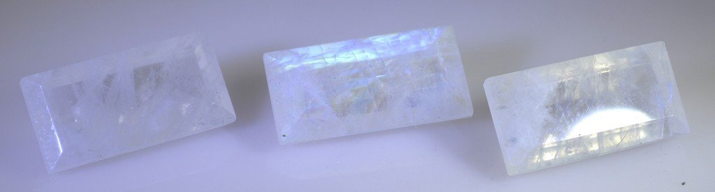 Rainbow Moonstone loose Stone 1 Pieces 10 x 20 mm Emerald cut Multi faceted Gems