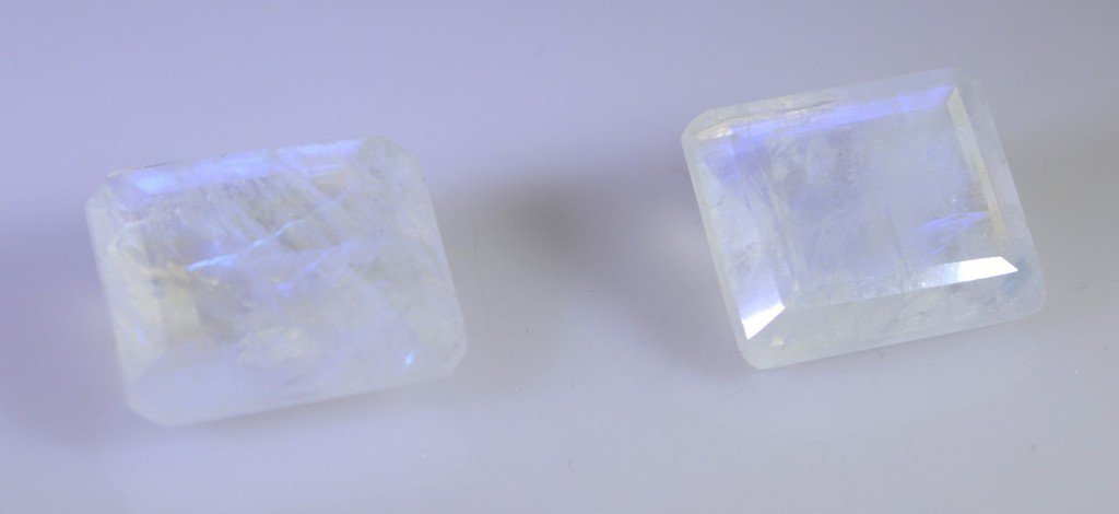 Rainbow Moonstone loose Stone 1 Pieces 10 x 12 mm Emerald cut Multi faceted Gems
