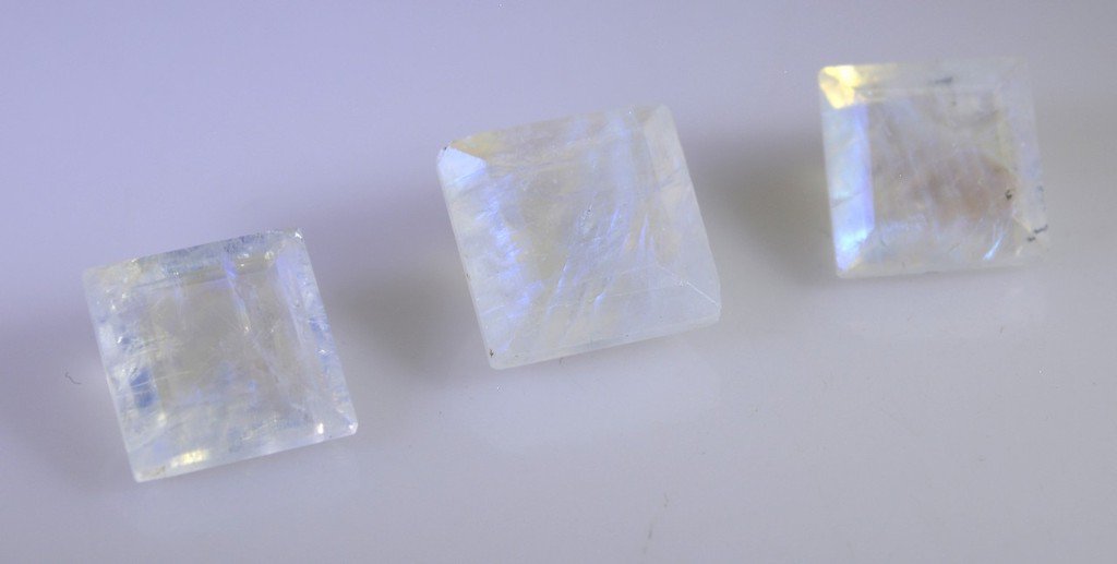 Rainbow Moonstone loose Stone 1 Pieces 9 x 9 mm Princess Multi faceted Gemstone