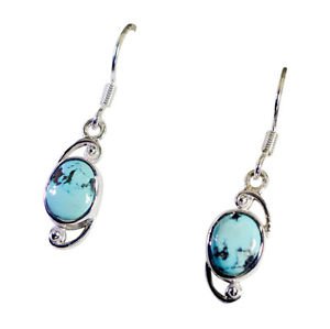 Riyo Turquoise Silver Craft Jewellery Earrings L 2in Setur-82031