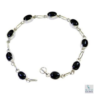 Riyo Black Onyx Custom Jewellery Silver Jewelry Bracelet L 7.5in Sbrabon-6018