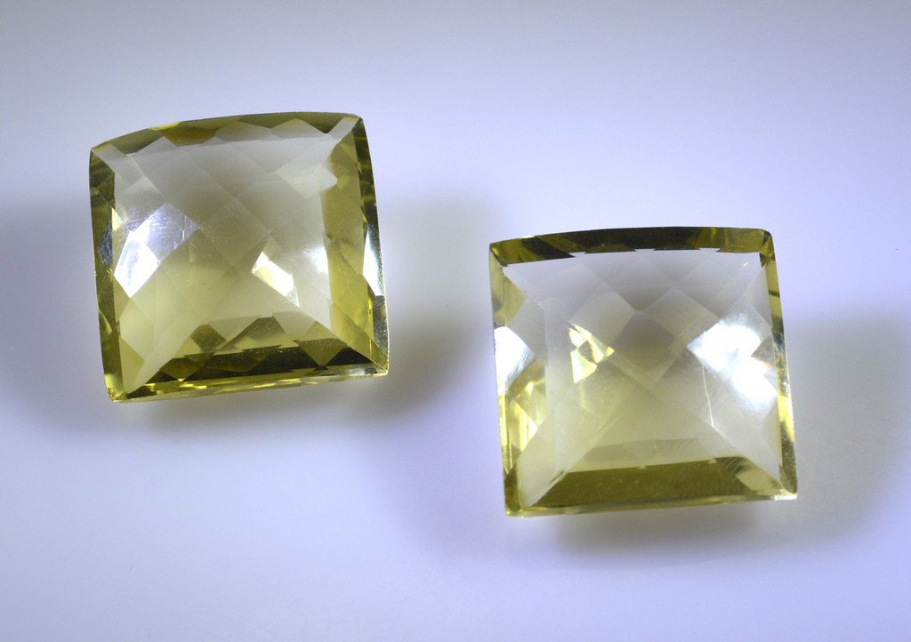 lemon Quartz loose Stone 1 Pieces 20 x 20 mm Princess Yellow faceted Gemstone