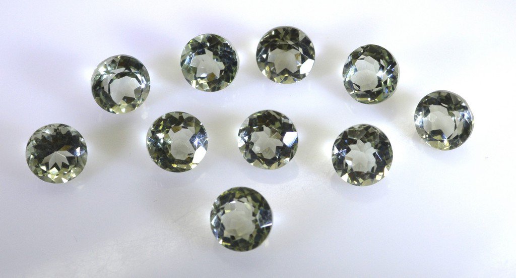 Green amethyst loose Stone 1 Pieces 9 x 9 mm Round Green faceted Gemstone