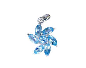 Riyo Blue Topaz Unusual Jewelry Long Silver Pendant Necklace L 0.7in Spbto-10044