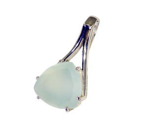 Riyo Aqua Chalcedony Silver Jewelry Wire Sport Pendant L 1in Spach-4008