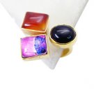 Riyo  Black Onyx Gold Plated Fashion Aqiq Ring Sz 7 Gprmul7-52071