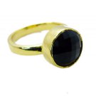 Riyo Black Onyx Gold Plated India  Ring Sz 9 Gprbon9-6033