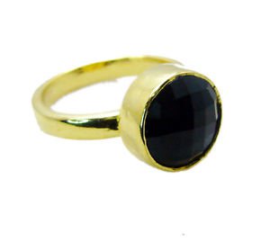 Riyo Black Onyx Gold Plated India  Ring Sz 9 Gprbon9-6033