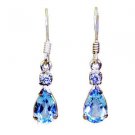 Riyo Blue Topaz Silver Button Jewellery Ear Hook Earrings L 1in Sebto-10004