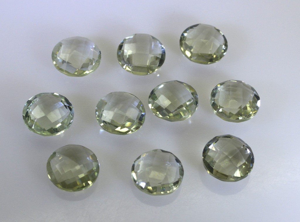 Green amethyst loose Stone 1 Pieces 10 x 10 mm Round Green faceted Gemstone