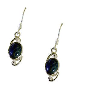 Riyo Lapis Lazuli Vintage Silver Jewelry Huggy Earrings L 1in Sella-44018
