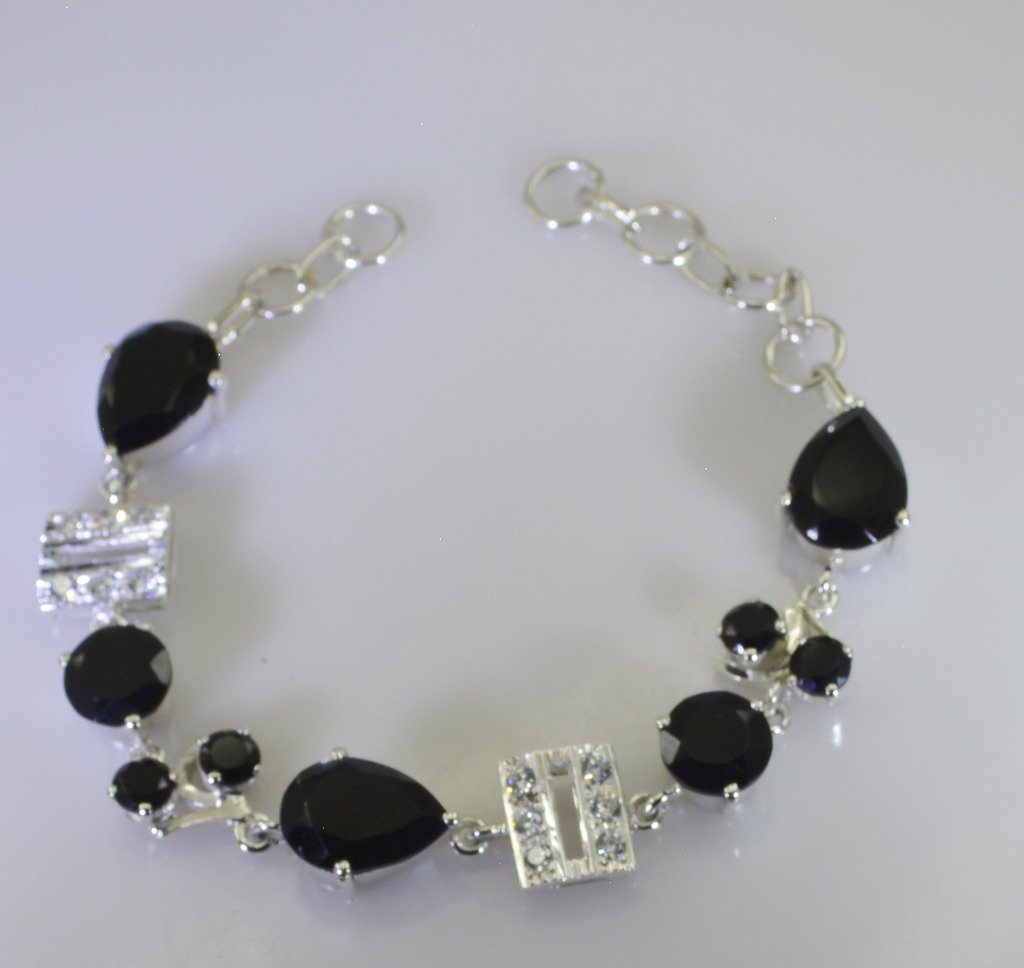 Riyo A Black Onyx 925 Solid Sterling Silver Dependable Bracelet Sbrabon-6025