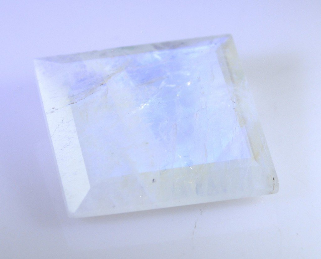 Rainbow Moonstone loose Stone 1 Pieces 18 x 18 mm Princess Multi faceted Gemston