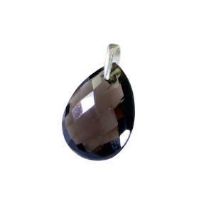 Riyo Brown Smoky Quartz 925 Solid Sterling Silver Contemporary Pendant L 0.5in S