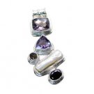 Riyo Mother Of Pearl Silver s Peacock Pendant L 2in Spmop-50001