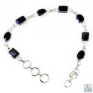 Riyo Black Onyx Contemporary Designer Silver Chakra Bracelet L 7.5in Sbrabon-601