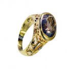 Smoky Quartz 18kt Y Gold Plating Guard Ring