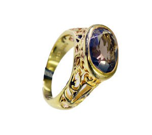 Smoky Quartz 18kt Y Gold Plating Guard Ring