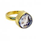 Riyo Crystal Quartz Gold Plated Costume Mourning Ring Sz 6 Gprcqu6-18006