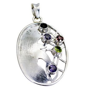 Riyo  Gemstone Silver Jewellery Set Religious Pendants L 2in Spmul-52001
