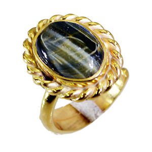 Riyo Tiger Eye 18kt Y Gold Fashion  Ring Sz 5 Gprtey5-80021