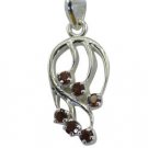 Riyo Red Garnet 925 Solid Sterling Silver Set Pendant L 0.7in Spgar-26137