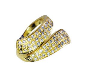 White Cz 18k Y Gold Plate Cameo Ring