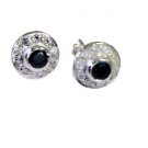 Riyo Black Onyx Silver Body Jewellery Anniversery Earring L 0.3in Sebon-6036
