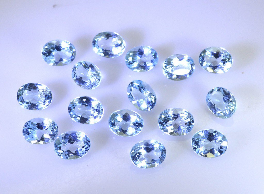 Blue topaz loose Stone 1 Pieces 7 x 9 mm Oval Blue faceted Gemstone