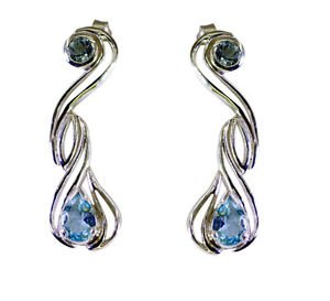 Riyo Blue Topaz Silver Fashion Jewellery Rajasthan Gemstone L 1.3in Sebto-10023