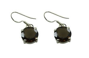 Riyo Brown Smoky Quartz 925 Solid Sterling Silver Gunmetal Earring L 1in Sesqu-7