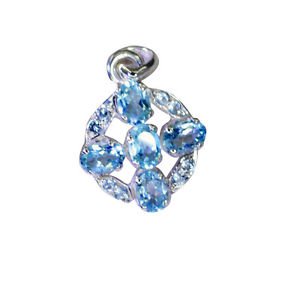 Riyo Blue Topaz Vintage Silver Jewellery Silver Gemstone Pendant L 1in Spbto-100