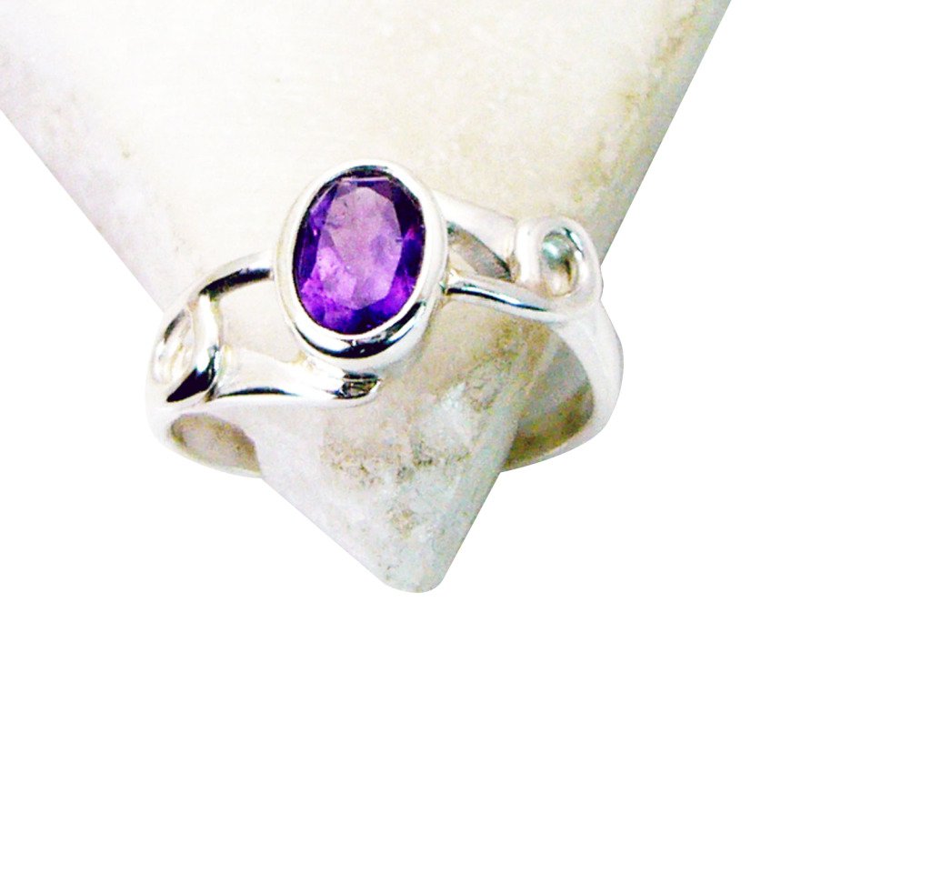 Riyo Amethyst Western Silver Jewelry Thick Silver Ring Sz 6 Srame6-2076