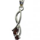Riyo Red Garnet 925 Solid Sterling Silver Shimmering Pendant L 1in Spgar-26138