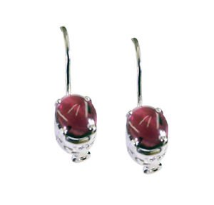 Riyo Red Garnet 925 Solid Sterling Silver Womens Earring L 1in Segar-26147