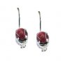 Riyo Red Garnet 925 Solid Sterling Silver Womens Earring L 1in Segar-26147