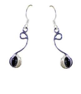 Riyo A Black Onyx 925 Solid Sterling Silver Handcrafted Earring L 1.25in Sebon-6