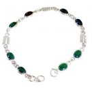 Riyo Green Onyx Fashion Jewelry Solid Silver Bracelet L 7.5in Sbragon-30002