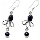 Riyo Black Onyx Personalised Silver Earring Posts L 1.2in Sebon-6006